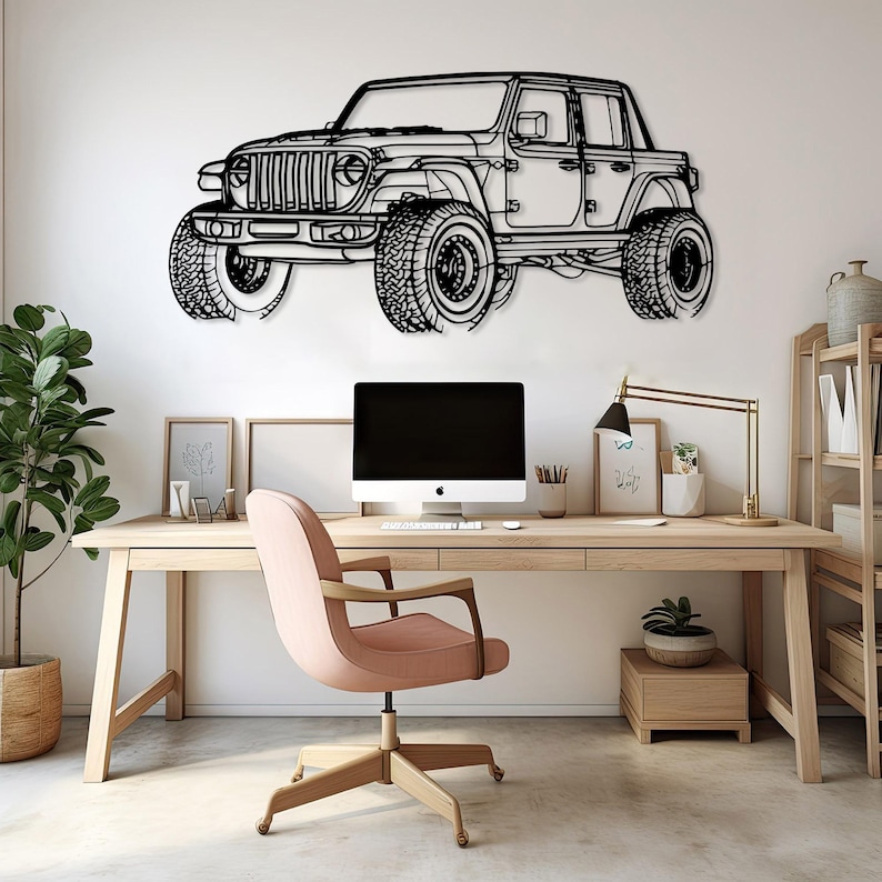 Detailed muscle car metal wall art for home or office
