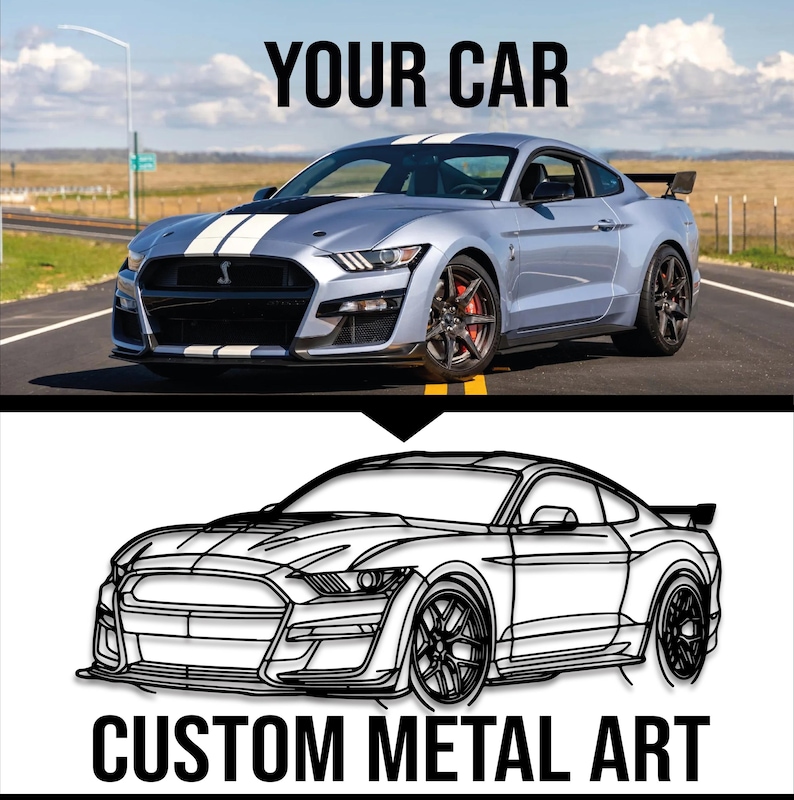 Custom metal car art featuring a personalized vehicle outline
