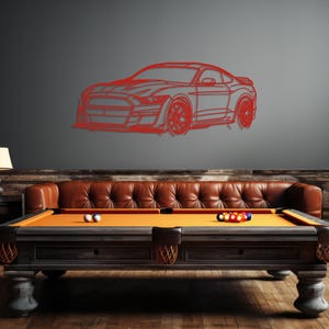 Sports car outline metal sculpture for garage decoration