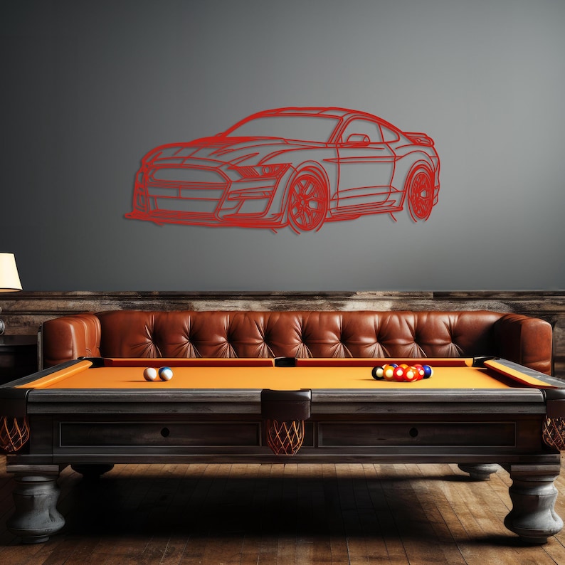 Sports car outline metal sculpture for garage decoration