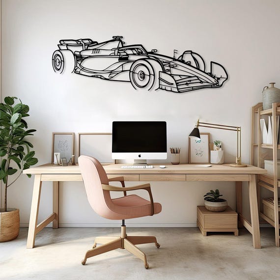 Performance Racing Car Decor Metal Wall Art, Car Racer Gift, Car Game Room Decor Idea, Metal Sport Car Angle View, Racer Men Car Gift