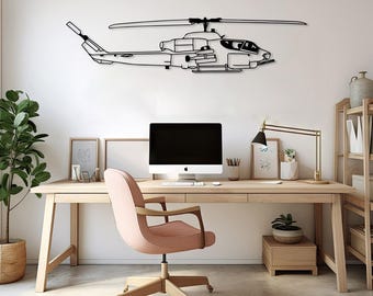 Attack Military Helicopter Decor Metal Wall Art, Legacy Super Attack Helicopter, Helicopter Pilot Gift, Veterans Gift, Army Pilot Gift
