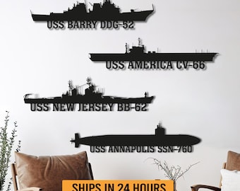 Placa de metal personalizada com navios de guerra da Marinha dos EUA, presente para veteranos da Marinha, placa de metal personalizada com navio de guerra, presente para pai de militar da Marinha, decoração de metal da Marinha, presente para homens da Marinha