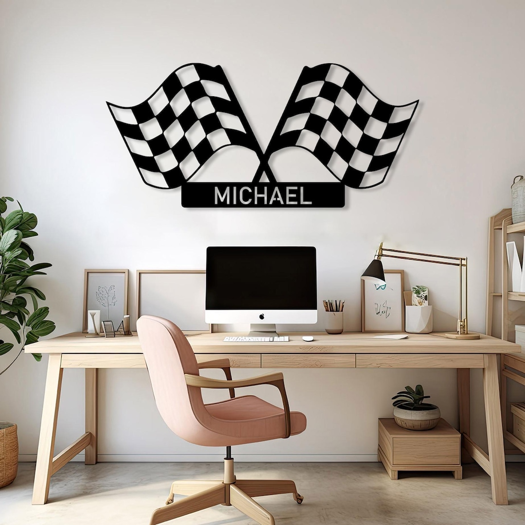 Custom Racing Flag Metal Sign, Checkered Flag Racing Sign, Car Race ...