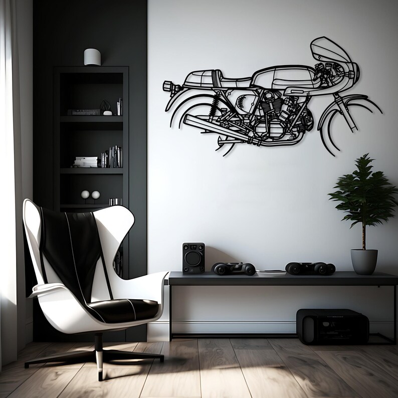Classic Motorcycle Wall Art, Cafe Racer Style Metal Wall Decor, Bikers ...