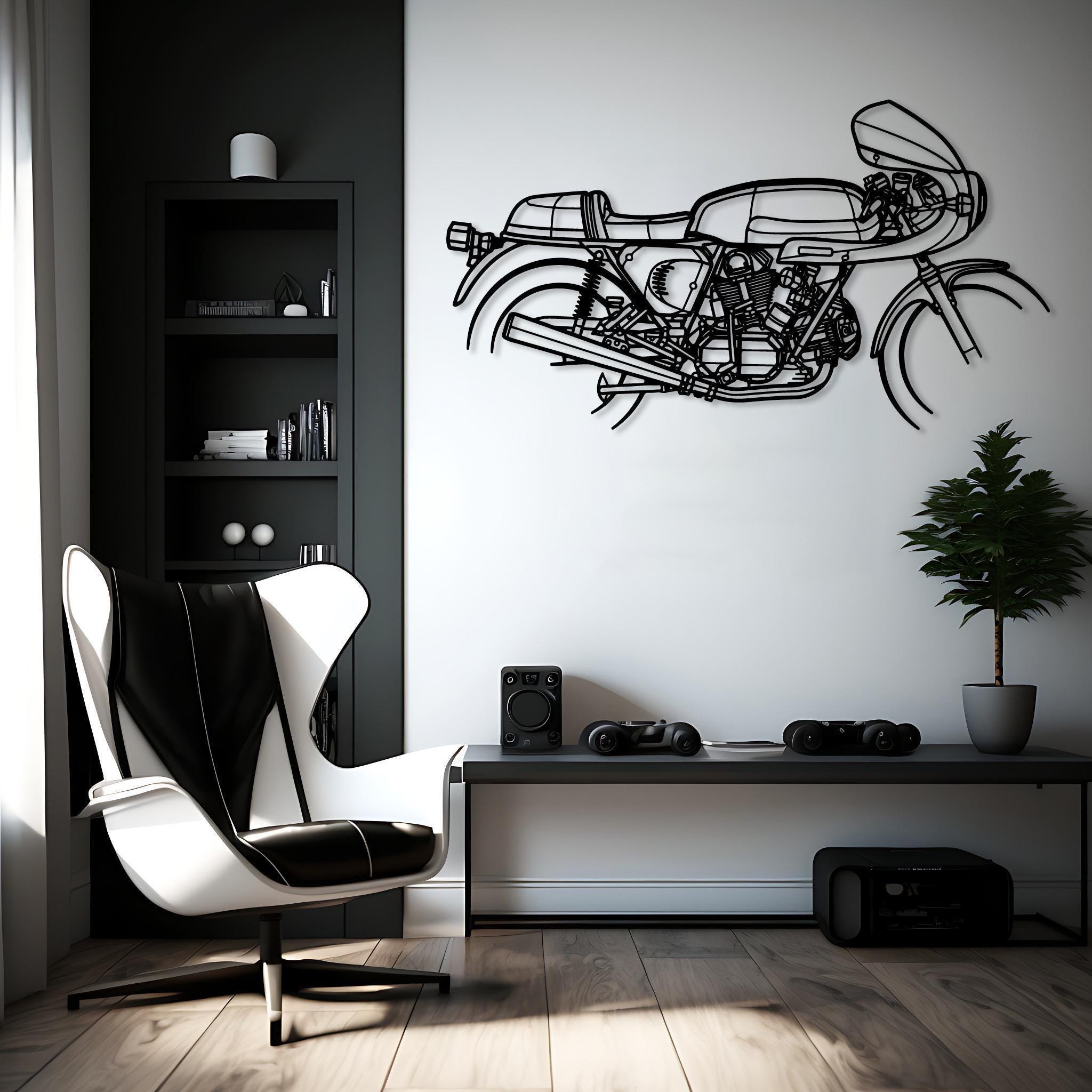 Classic Motorcycle Wall Art, Cafe Racer Style Metal Wall Decor, Bikers ...