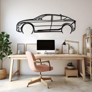 Electric Car Sculpture Metal Wall Art, Automobile Metal Wall Decor, SUV Sporty Automobile Decor, EV Car Decor, Automobile Garage Wall Decor