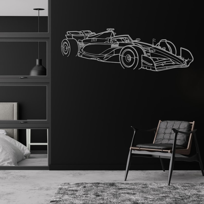Performance racewagen decor metalen muur kunst, auto racer cadeau, auto game room decor idee, metalen sportwagen hoekweergave, racer mannen auto cadeau Silver