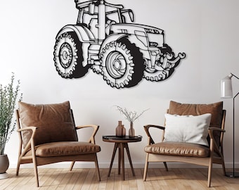 Arte mural de metal con tractor, regalo para amantes de los tractores, arte de tractor de granja, decoración agrícola con tractor grande, regalo para dueños de granjas, letrero de metal con tractor para pared