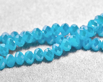 Baby Blue- crystal rondelle beads- beading supplies- designer beads- blue beads- aqua blue beads- jewelry supplies- sparkly crystal beads