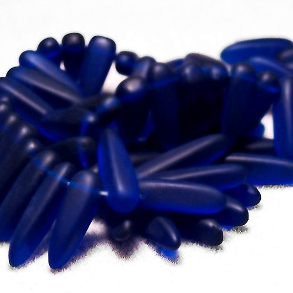 Cobalt Daggers- recycled sea glass beads