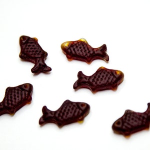 Cherry Red Fish Pendants- recycled sea glass beads- cultured sea glass beads- beach glass beads- designer beads- frosted beads- fish beads
