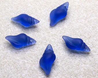 Sapphire Blue Baby Conchs- recycled sea glass pendants