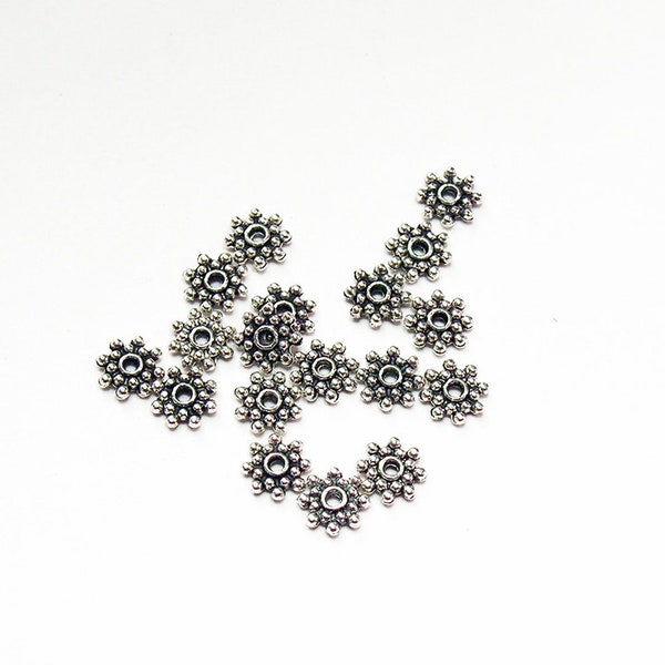 Antiqued Silver Double Daisy Spacer Beads- jewelry supplies- beading supplies- spacer beads- designer beads- daisy spacers- spacers-8mm bead