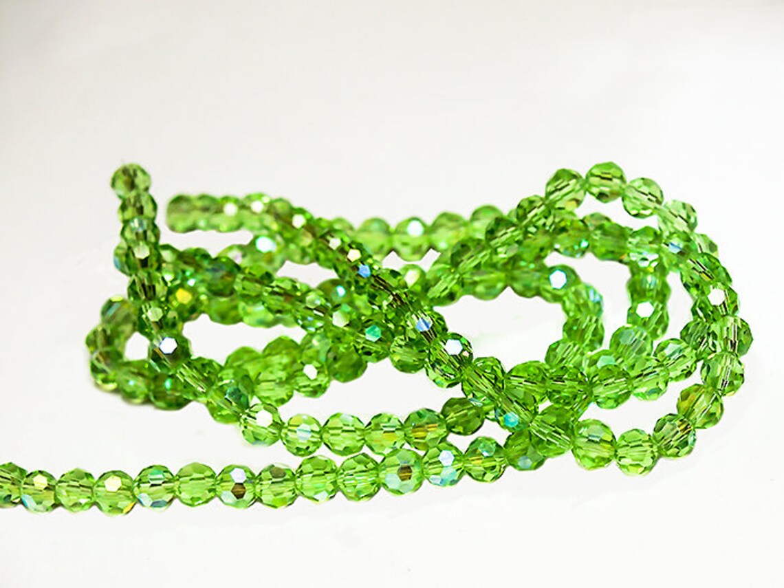 Lime Green Round AB Crystals Green Beads Green Crystals Etsy