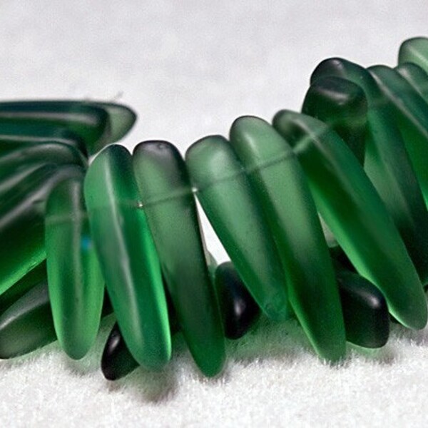 Green Daggers- recycled sea glass beads