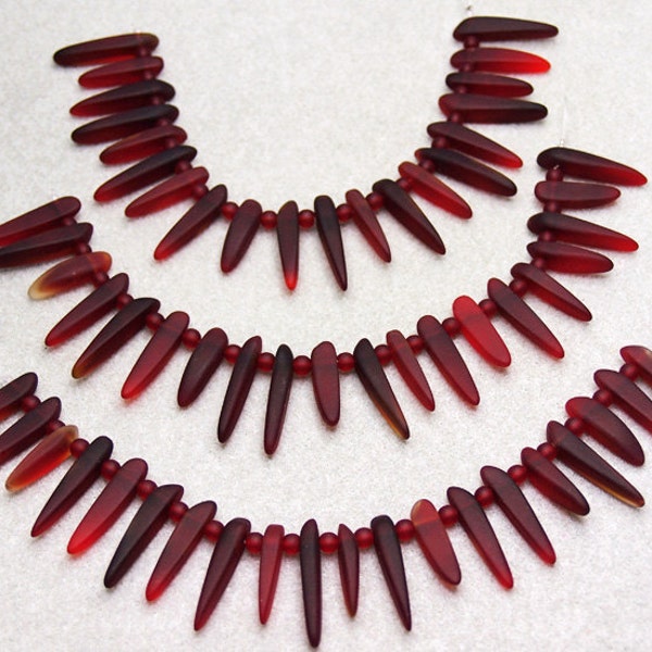 Ruby Daggers- recycled sea glass beads