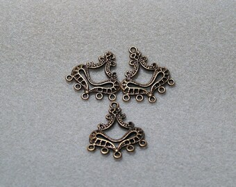 Fancy Focal Pendant or Earring Finding in antique bronze
