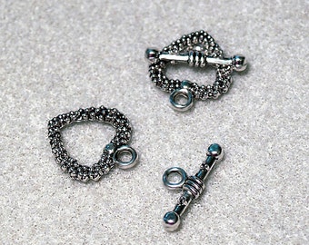 Silver Heart- Designer Toggle Clasps- jewelry closures- beading supplies