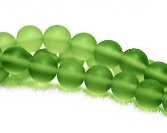 Spring is in the Air II- cultured sea glass beads- green- beading supplies- for jewelry making