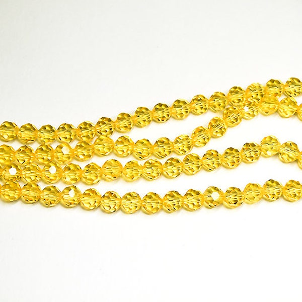 Lemon Yellow Round Crystals- crystal beads- faceted beads- sparkly beads-designer beads- glass beads- jewelry supplies- beading supplies