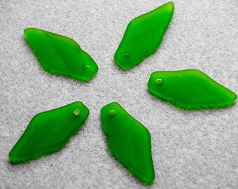 Shamrock Green Sea Glass Shard- recycled glass pendants-cultured sea glass pendant-designer beads-green beach glass pendant-jewelry pendant