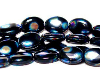 Pretty Black Peacocks- Czech glass beads