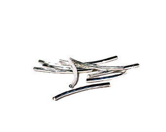 Silver Ridge Curved Noodles- bangle bracelet component- designer beads- noodle beads- beading supplies- crafting supplies- light weight bead
