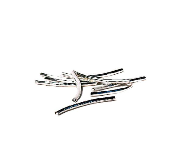 Silver Ridge Curved Noodles- Bangle Bracelet Component- Designer