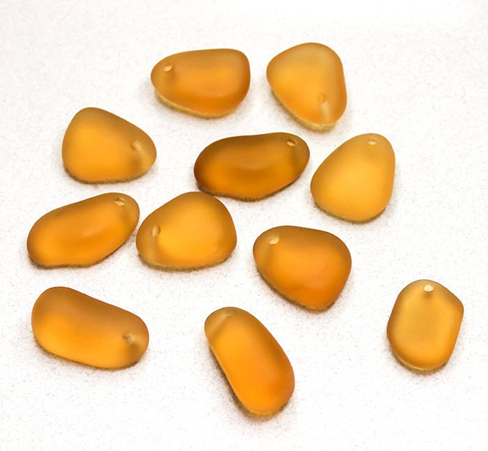 Amber Sea Glass Chunks recycled sea glass beads beach glass Etsy