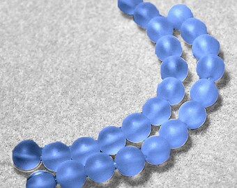 Sky Blue Sea Glass Beads- recycled sea glass beads