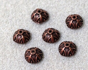 Antiqued Copper Designer Bead Caps- jewelry finding