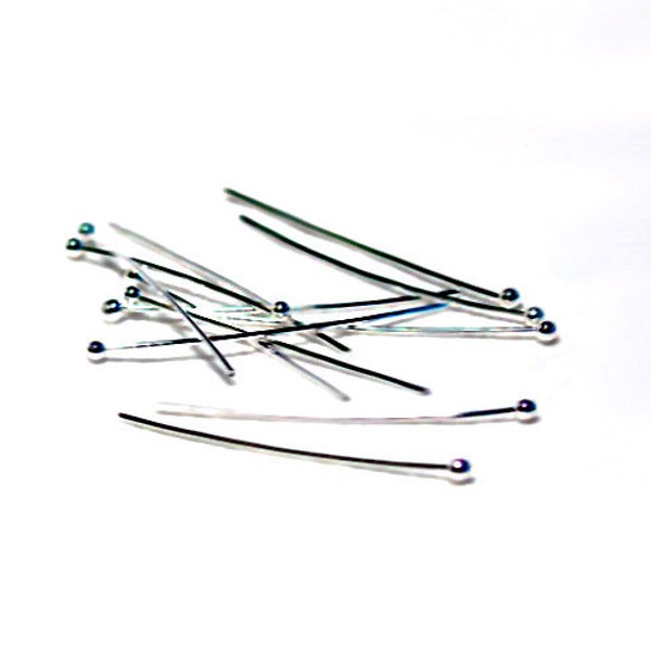 Fancy Silver Ball Headpins- 1 inch