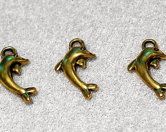 Golden Dolphin- charm- pendant- beading supplies- for jewelry making