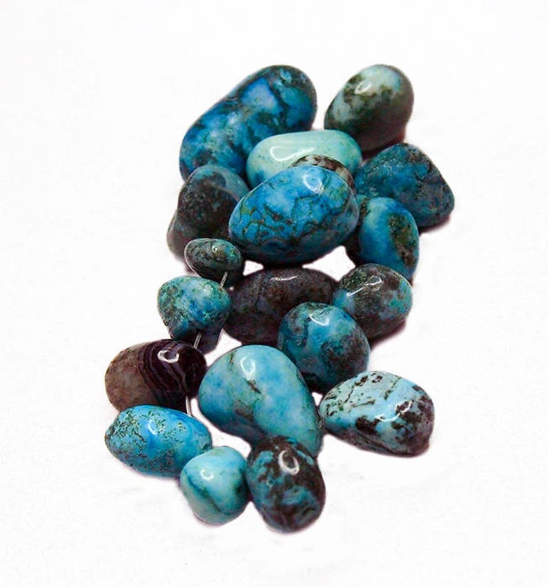 Turquoise Blue Moss Agate Pebbles Gemstone Beads Moss Agate | Etsy