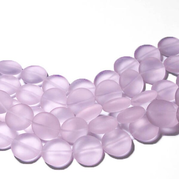 Lavender Coins- recycled sea glass beads