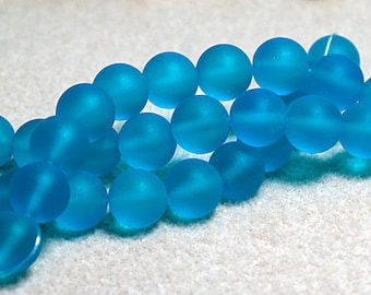 Tropical Blue- cultured sea glass beads- designer beads- jewelry and beading supplies