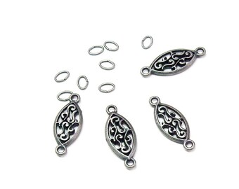 Antiqued Silver Jewelry Connector Links- jewelry findings- beading supplies- designer findings- Victorian style jewelry supplies- connectors