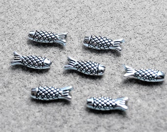 Silver Pewter Fish Charms or Pendants- jewelry making supplies