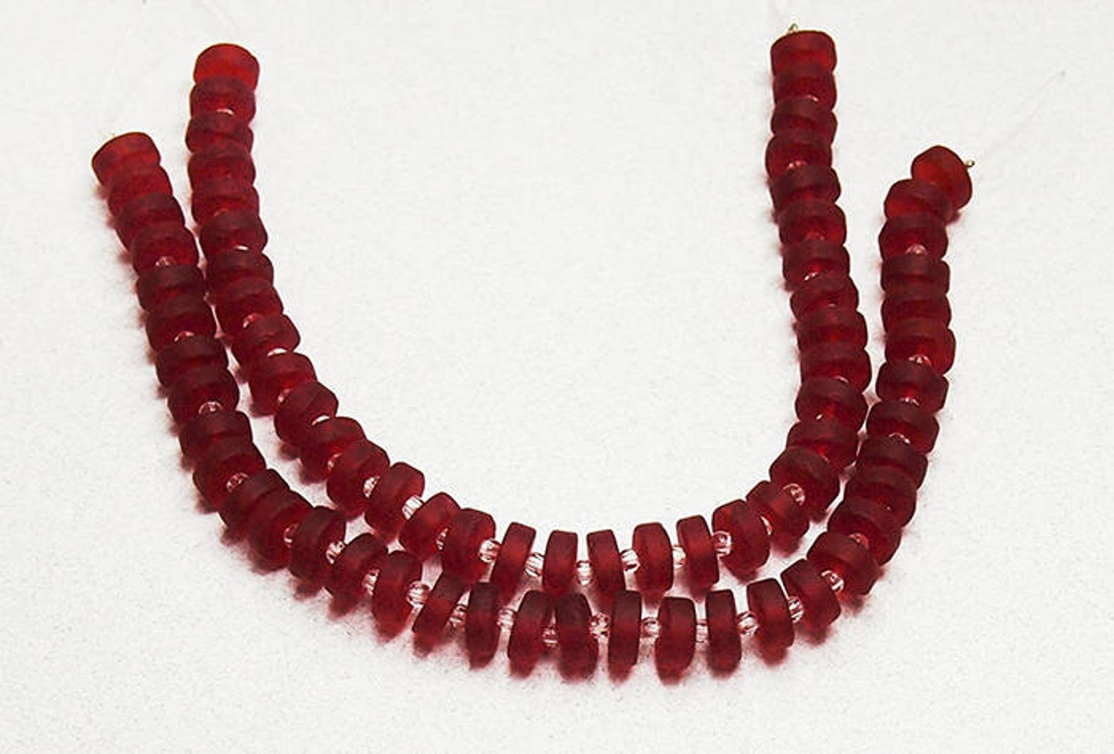 Cherry Red Button Heishi Recycled Sea Glass Beads Beach Etsy