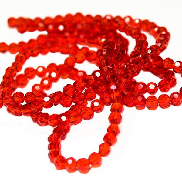 Fiery Red Round Crystals- bright red crystals- glass beads- round crystals- designer beads- tiny crystals- jewelry supplies-beading supplies