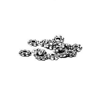 Silver Daisy Spacer Beads-  pewter spacer beads-silver spacers-designer beads-small flower beads-jewelry making supplies-beading supplies