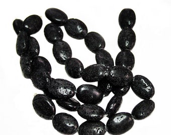 Lava- black lava beads-designer beads-18x33mm black beads-real lava beads-tribal beads-rustic beads-jewelry supplies-beading supplies