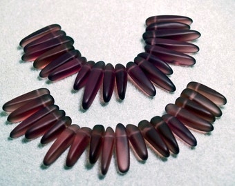 Amethyst Daggers- cultured sea glass beads- purple