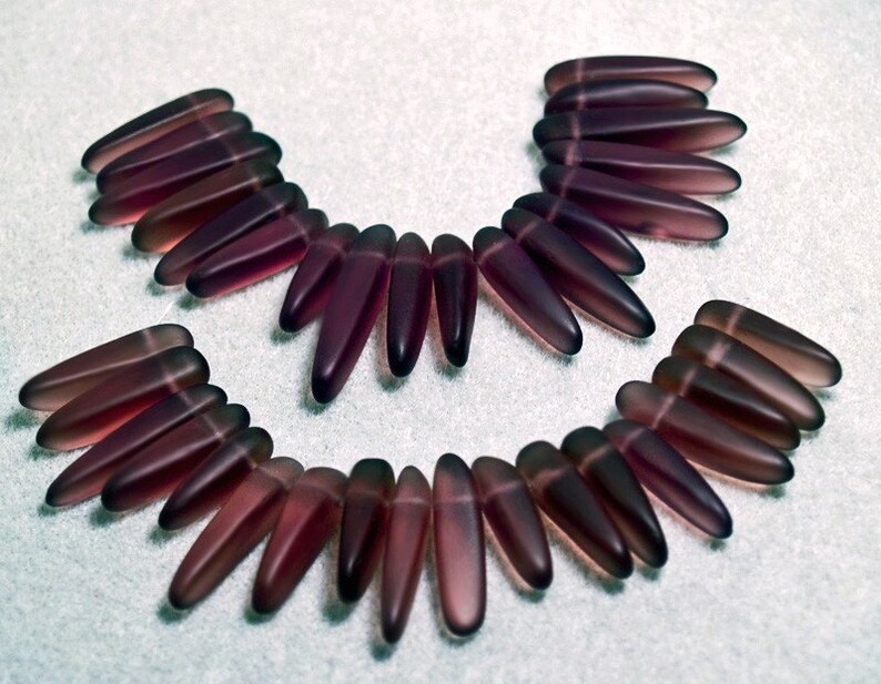 Amethyst Daggers recycled sea glass beads image 1