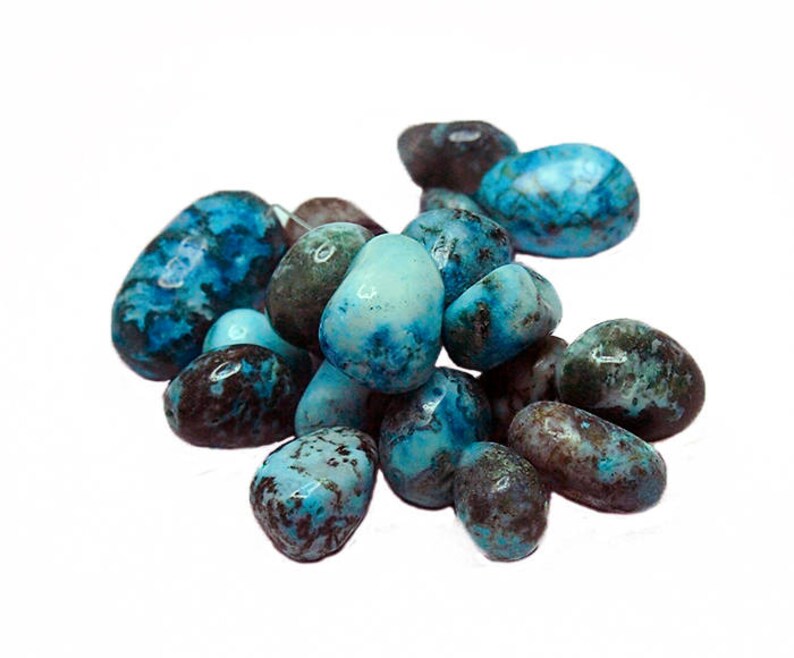 Turquoise Blue Moss Agate Pebbles Gemstone Beads Moss Agate | Etsy