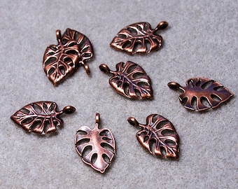 Copper Hawaiian Leaf- lead free charms- pendants- jewelry findings