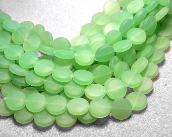 Chalcedony Coins- recycled sea glass beads