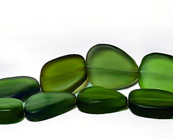 Shamrock Nuggets- recycled sea glass beads- green beach glass beads- green nugget beads- designer beads- designer pendants- jewelry supplies