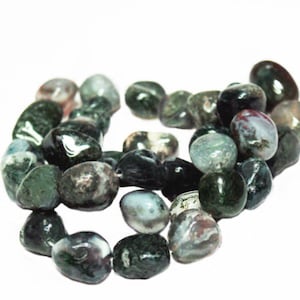 Small Moss Agate Nuggets- jewelry supplies- gemstone beads- semiprecious nugget beads- agate nugget beads- tribal beads- organic beads